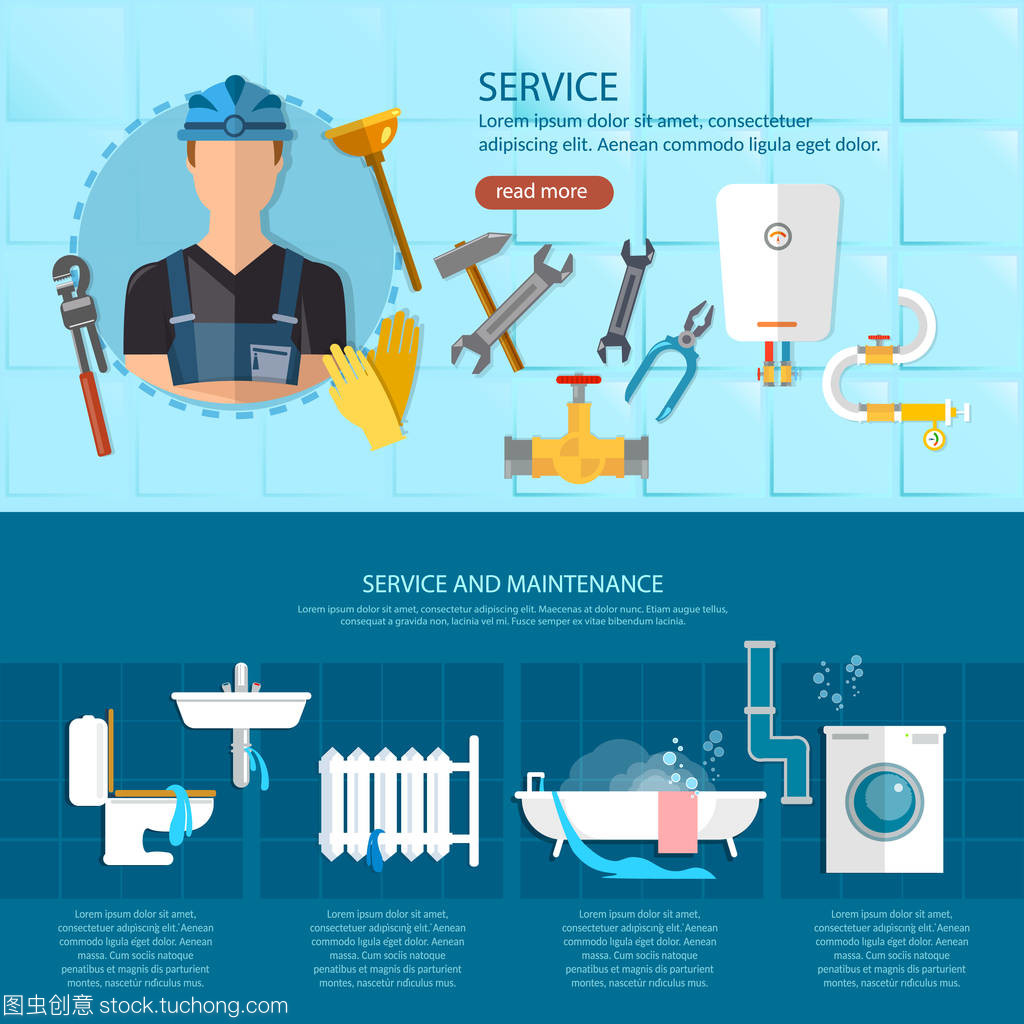 水暖维修服务,专业的管道工,不同的工具